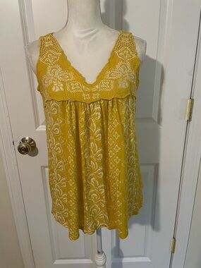 Style & Co. Yellow Embroidered V-Neck Camisole